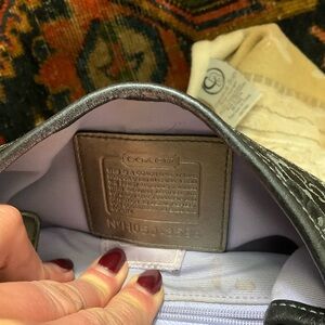 Coach Black Leather Shoulder Bag with Lilac Interior Accent